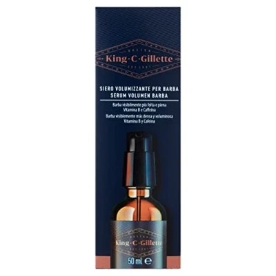 Obrázek King C. Gillette Bartserum, Volumen, Bartpflege für Herren, mit Vitamin B Komplex und Koffein, 50 ml, Geschenkidee Herren