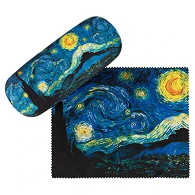 Obrázek VON LILIENFELD Pouzdro na brýle Vincent van Gogh: Hvězdná noc umělecký motiv Etui Mikrovlákno Čisticí utěrka Box Stabilní Hardcase Sada potažené látkou, vícebarevné