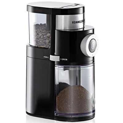 Obrázek ROMMELSBACHER Mlýnek na kávu EKM 200 mlýnek, který nezpůsobuje aroma, stupeň mletí nastavitelný od hrubého po jemný, 212 porcí, objem nádoby zrna 250 g, 110 W, černý