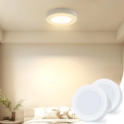 Obrázek Aigostar stropní svítidlo LED 6 W 3000 K svítidlo, 600 lm lampy strop ideální pro koupelnu balkon chodbu kuchyň obývací pokoj, teplá bílá lampa do koupelny Ø 12. 3 cm, 2 balení