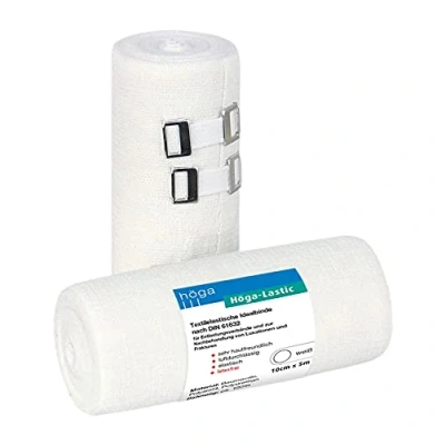 Obrázek Höga Lastic ideální obvaz, textilně elastická obvaz podle DIN 61632, 10 cm x 5 m natažená, velmi šetrná k pokožce, prodyšná, elastická, balení po 2 kusech.