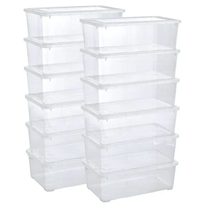 Obrázek Grizzly Úložné boxy 12 x 5 l s víkem průhledné stohovatelné větráním