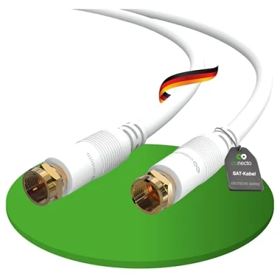 Obrázek conecto Anténní kabel SAT koaxiální satelitní TV 0,50 m dvojitě stíněný F konektor, pro HDTV, přijímač, satelit, internet, DAB, rádio, bílý