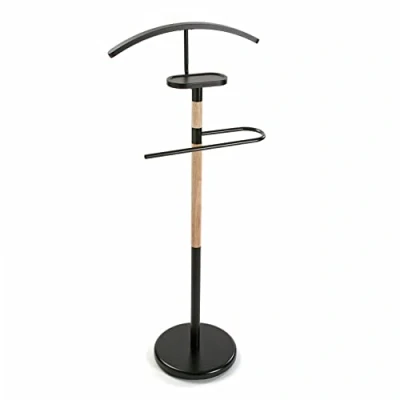 Obrázek Versa Holstebro Moderní a multifunkční pánský sluha se 2 háčky nebo pro pánské dámské oblečení, rozměry (v x d š) 112 28,8 46,5 cm, kov dřevo, barva: Černá