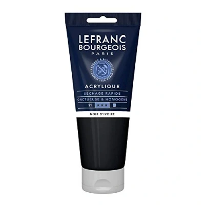 Obrázek Lefranc Bourgeois akrylová barva 300374 Fine slonovinová černá, tuba 200 ml, krémová na vodní bázi, rychleschnoucí, stálá světle, voděodolná