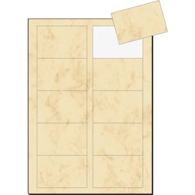Obrázek SIGEL DP744 vizitky s potiskem mramorované béžová, 100 kusů = 10 listů, hladký střih kulatý, 85 x 55 mm