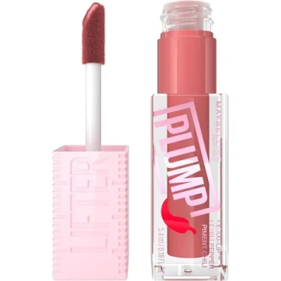Obrázek Maybelline New York lesklý lesk na rty pro viditelně zvětšené rty, zmírňuje vrásky, s Maxililip a chilli, Lifter Plump, barva: č. 005 Peach Feaver, 1 x 5,4 ml