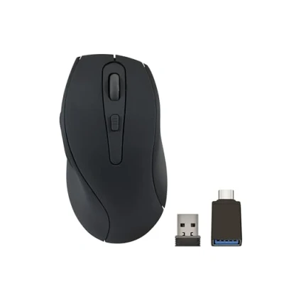 Obrázek Speedlink Bezdrátová PC myš AXON Silent Mouse bezdrátová, tiché klikání, dobíjecí akumulátorem, USB C, antibakteriální povrch pogumovaný, ergonomická, 2,4 GHz, až 1600 dpi, černá