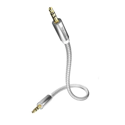 Obrázek inakustik 004101015 Premium 3,5 mm kabel na jack Pro připojení smartphonů, tabletů nebo PC k HiFi zesilovači 1,5 m v bílé/stříbrné 2násobné stínění moderní pletivo