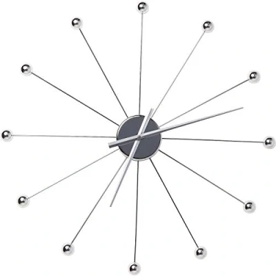 Obrázek Kare Designové nástěnné hodiny Like Umbrella Balls, chrom, průměr 60 cm, hodiny, stojan, quartzový hodinový strojek, x 6 cm (v/š/h)