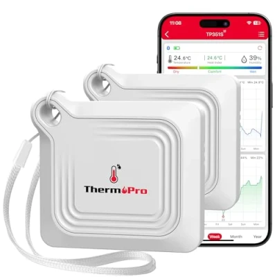 Obrázek ThermoPro Vlhkoměr Bluetooth 80 m teploměr, měřič vnitřní vlhkosti vzduchu, digitální pokojový teploměr s aplikací export dat a ukládání do domácnosti, vinného sklípku, skleníku