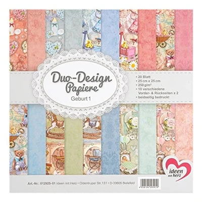 Obrázek Ideen mit Herz Papíry s designem duo blok 20 listy papíru pro kutily 25 x cm 250 g/m² oboustranně potištěný designový papír, papír motivem ideální scrapbooking, tvoření