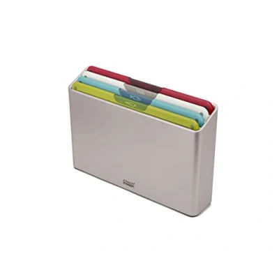 Obrázek Joseph Folio Icon Schneidebrett Set mit Aufbewahrungsbox, rutschfest, farblich gekennzeichnet, 4 teilig, Multicolour/Silber
