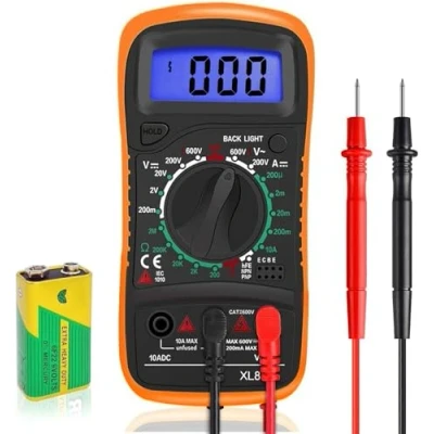 Obrázek Digitální multimetr voltmetr tester napětí zkoušečka ohm voltů ampéry měřicí přístroj AC/DC proud odpor dioda tranzistor, velký LCD displej a pozadí
