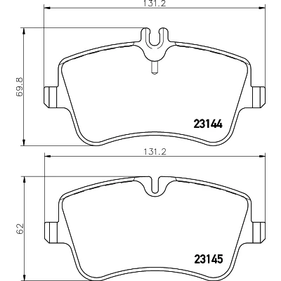 Obrázek HELLA PAGID brzdové destičky vpředu připraveno pro výstražné ukazatele opotřebení čtyři v sadě T5112 mj. MERCEDES BENZ 8DB 355 018 351