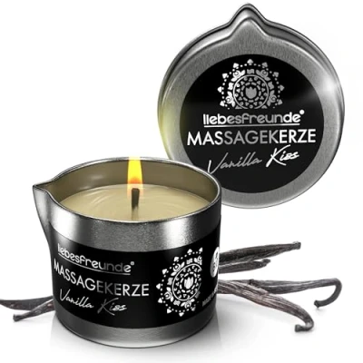 Obrázek Liebesfreunde® Bio masážní svíčka VANILLA KISS pro smyslné masáže s kokosovým olejem a aloe vera, erotická páry, sexuální svíčka, 50 ml