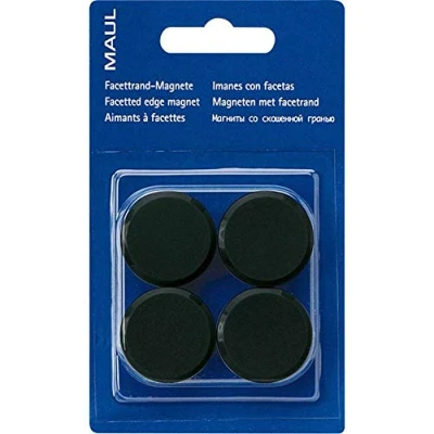 Obrázek MAUL Fasetterand magnety (4 kusy) MAULpro Ø 29 mm Mini z plastu silné na bílou tabuli a magnetickou ideální do kanceláře, domácí kanceláře dílny černá barva