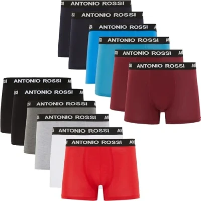 Obrázek ANTONIO ROSSI (12er Pack Herren Boxer Hipster Boxershorts Multipack mit elastischem Bund Atmungsaktive, weiche für Männer den Alltag