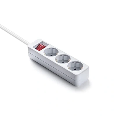 Obrázek FAMATEL Leiste Ecosockets 3 Steckdosen Mit Ein Ausschalter 1,5 Meter Bis 3680W Kindersicherung Ausrichtung der auf 45º Verhindert versteckten Verbrauch Weiß