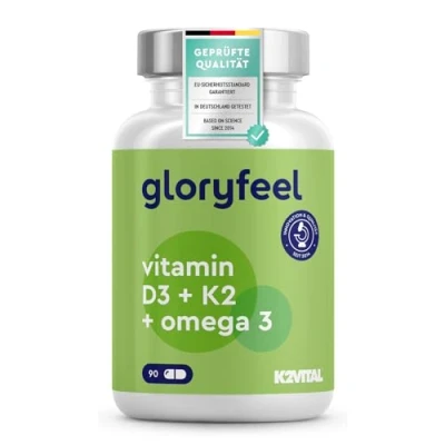 Obrázek Vitamín D3 K2 Omega 3 5000 IE + K2VITAL® 1000 mg rybího oleje Forma triglyceridů (DHA EPA) 99,7+% All Trans Vitamin MK7 vysoká dávka, laboratorně testováno v Německu