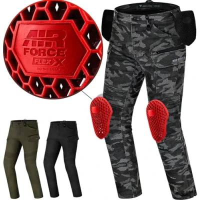 Obrázek SHIMA Giro 3.0 Motorrad Hose Herren mit Protektoren AirForce Knieprotektoren Motorradhose Kurzgrößen Hosen für Mann Protektorenhose Textilhose Urban Stretch Cargohose Lang (Männer, Camo, 30/32)