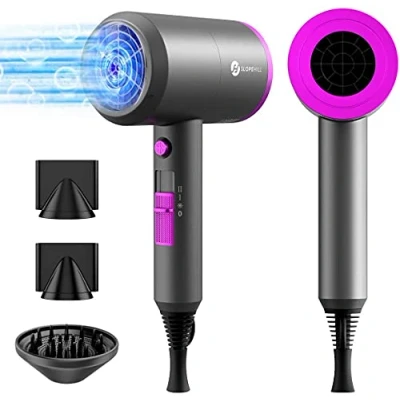 Obrázek Ionizační fén AC motor, 1800W vysoušeč vlasů, slopehill rychleschnoucí vlasů do salonu s tlačítkem pro horké/studené použití, 3 koncentrátory a difuzér, nastavení teploty, 2
