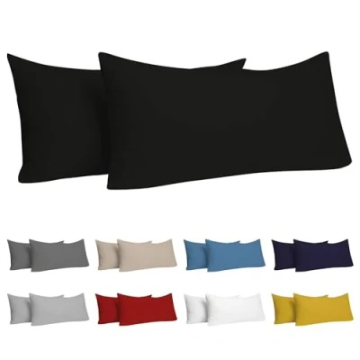 Obrázek Dreamzie povlak na polštář 40 x 80 (sada se 2) 100% žerzejová bavlna 150 g/m2 černý cm odolný a hypoalergenní