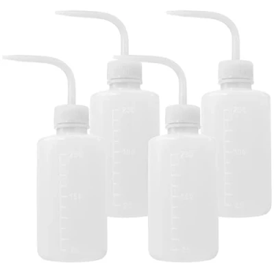 Obrázek HTOBRIC 4 kusy lahvičky se stříkačkou 250 ml Dávkovací láhev laboratorní na mytí Squeeze plast s rozprašovačem pro čištění zavlažování rostlin olej (bílá)