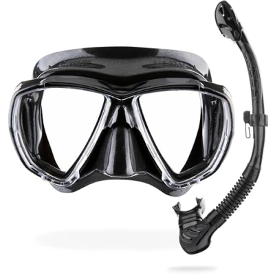 Obrázek CRESSI Big Eyes+Alpha Ultra Dry Combo Black/Black sada maska + šnorchl UD pro potápění a šnorchlování, černá/černá, jednotná velikost, dospělí