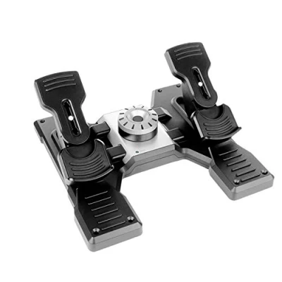 Obrázek Logitech G pedály Saitek pro Flight Rudder, s brzdou prstů ovládání veslování simulátory letu, protiskluzové, přesné, nastavitelné kolečko, USB přípojka, PC černé