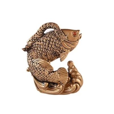 Obrázek Lachineuse Arowana Fischfigur, goldfarben, 12x8x14cm