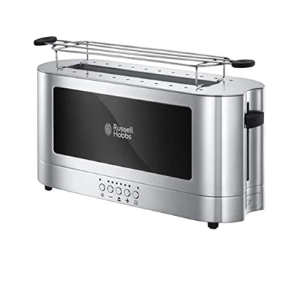 Obrázek Russell Hobbs Toustovač [dlouhý otvor na 2 plátky / 1 široký plátek chleba] Elegance sklo/ušlechtilá ocel (extra toasty, vč. nástavce pečivo, 6 stupňů opečení + funkce rozmrazování