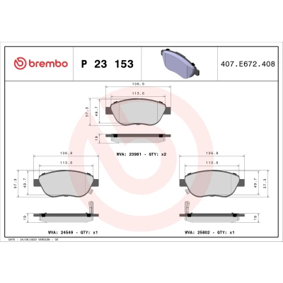 Obrázek Brembo P23153 přední brzdové destičky, počet 4