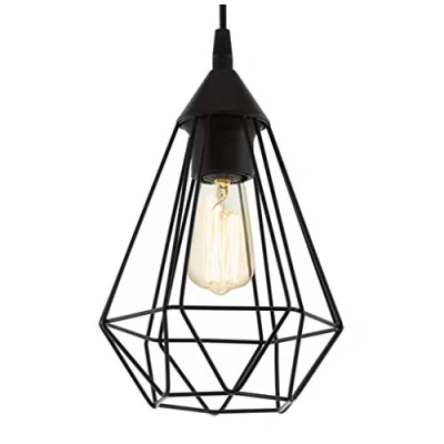 Obrázek EGLO Závěsná lampa Tarbes, 1 plamenné vintage závěsné svítidlo v retro vzhledu, materiál: ocel, plast, barva: černá, objímka: E27, Ø 17,5 cm