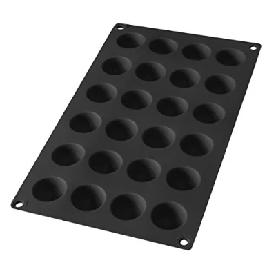Obrázek Lékué 620220 Mini polokoule pečicí forma, silikon, černá, 24 prohlubní, 30 x 17,5 1,2 cm