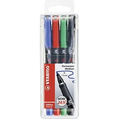 Obrázek Fóliová tužka STABILO OHPen universal permanentní medium balení 4 ks zelená, červená, modrá, černá