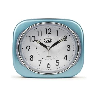 Obrázek Trevi Retro Nachttisch/Reisewecker mit LED Hintergrundbeleuchtung und leisem Sweep Sekundenzeiger, Kunststoff, blau, 10x3.6x8 cm