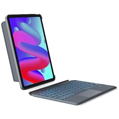 Obrázek Inateck Kryt klávesnice Pro iPad Air 6 11 palců 2024, 5/4 10,9 palců, 11&quot; 4/3/2/1, stojan na výšku/na šířku, odnímatelný Touchpad se 7barevným podsvícením, QWERTZ, KB04111