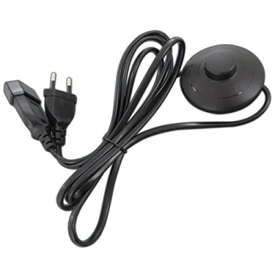 Obrázek síťový kabel prodloužení s vypínačem 200 cm / 2 metry kabel, eurokonektor, napájecí prodlužovací nožní spínač (černá konektorem + zásuvkou)