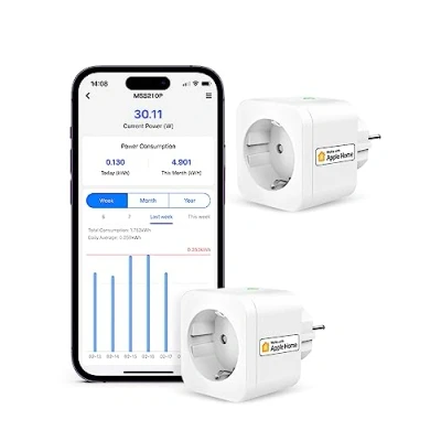 Obrázek Refoss Chytrá zásuvka funguje s Apple HomeKit, WLAN měřením spotřeby, spínací hodiny, dálkovým ovládáním, elektroměr balkonová elektrárna, Alexa, Google, 2 kusy