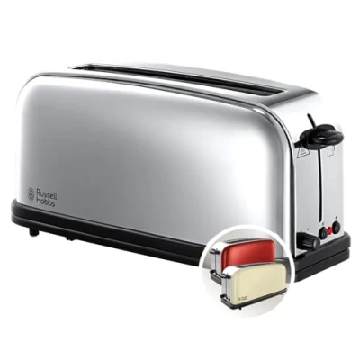Obrázek Russell Hobbs Toustovač [dlouhý otvor na 2 plátky / 1 široký krajíc chleba] Victory ušlechtilá ocel (extra toasty, vč. nástavce pečivo, 6 stupňů opečení + funkce rozmrazování a