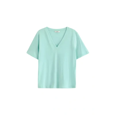 Obrázek Lindex WITH Vneck Jednoduché tričko, Ženy, Velikost: 36/38, Light dusty turquoise