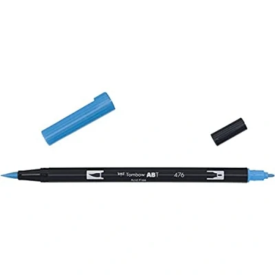 Obrázek Tombow ABT Dual Brush Pen, 476 1P, tužka se dvěma hroty, perfektní pro ruční psaní a Bullet Journal, roztíratelné vodou, azurová