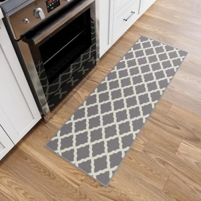 Obrázek Ottomanson Glamour kolekce Kobercový běhoun s gumovou zadní stranou a elegantním designem mřížky, 50 cm x 150 cm, šedá