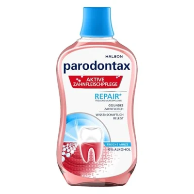 Obrázek Parodontax Výplach úst Aktivní péče o dásně Repair*, 300 ml s čerstvou příchutí máty, bez alkoholu