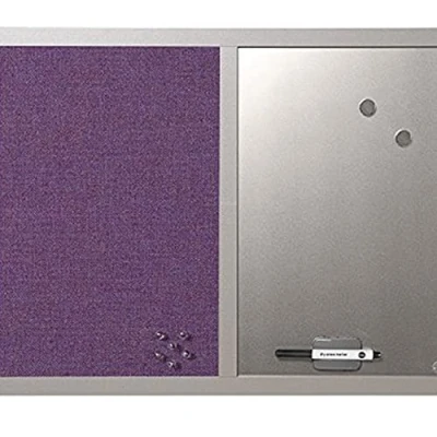 Obrázek Bi Office Kombinovaná tabule Lavander, nástěnka a bílá tabule, fialový textilní povrch stříbrná magnetická, perleťové barvy MDF rám 22 mm silnější, 60 x 45 cm