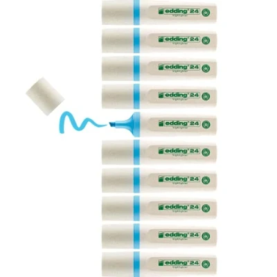 Obrázek edding 24 EcoLine Textmarker hellblau 10 Keilspitze 2 5 mm zum schnellen und einfachen Markieren Hervorheben von Texten Notizen nachfüllbar, aus recycelbarem Material