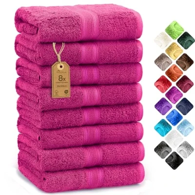 Obrázek NatureMark 8dílné balení froté ručníků 50 x 100 cm, 100% bavlna, růžové, cm