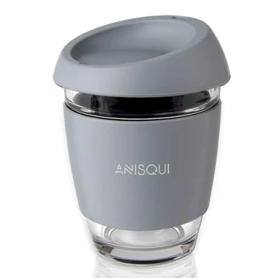 Obrázek AniSqui Travel hrnek sklenice 350 mL, 12 uncí vysoce kvalitní na kávu ze skla