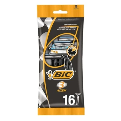Obrázek BIC 3 Action Rasierer Herren, 16 Einwegrasierer mit je Klingen, Aloe Vera für eine schnelle sanfte Rasur